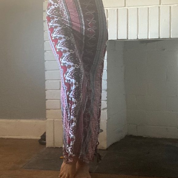 Vintage Boho Paisley Floral Print Maxi Gypsy Skirt S SM Small Red White - Picture 7 of 8